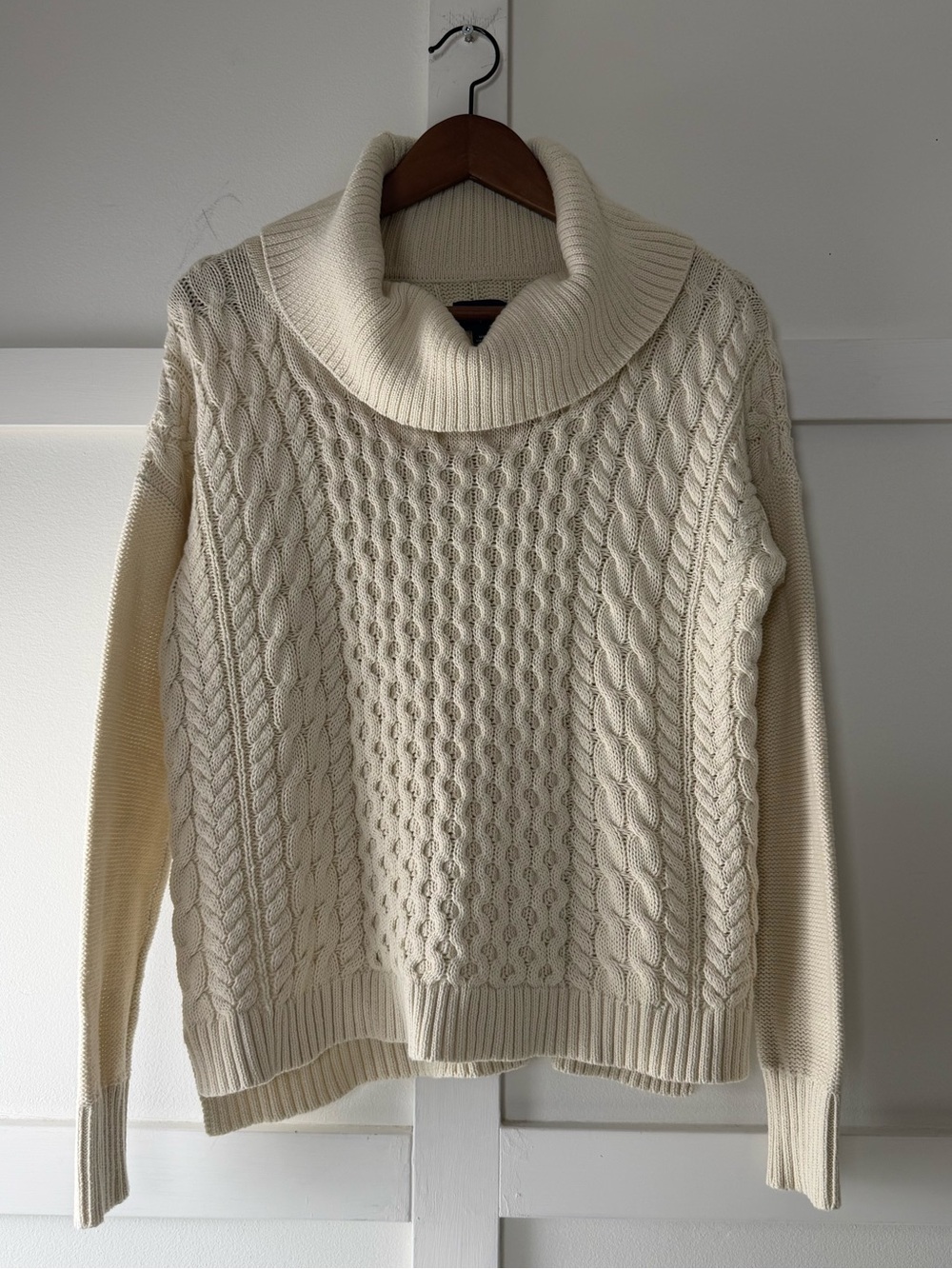 American Eagle Outfitters Cream Cable Knit Turtleneck Sweater